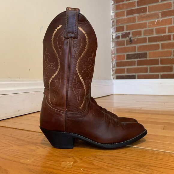 Vintage Justin Cowboy Boots Size 6 B Leather USA Made Western Rich Brown - Picture 4 of 16